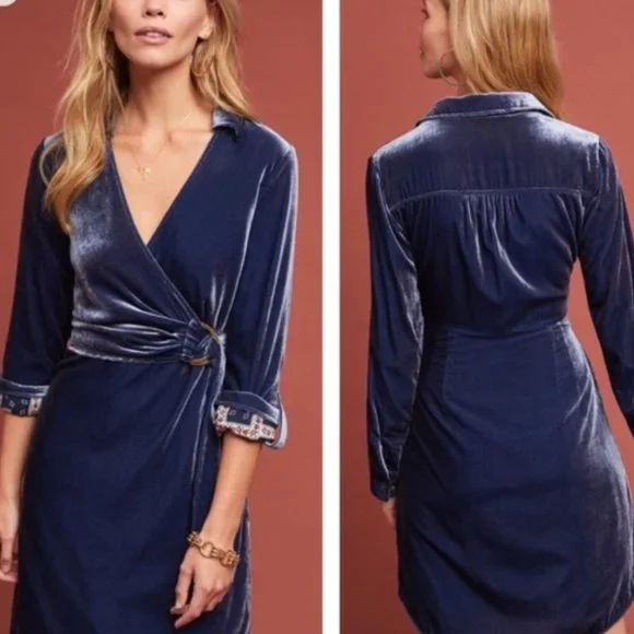 anthropologie blue velvet dress Womens Anthropologie Blue Paisley Pattern Velvet Maxi Dress